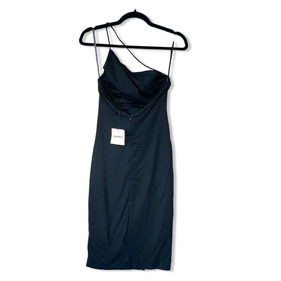 NWT Superdown Brynn ruched midi dress black stretch knit Revolve M - Picture 6 of 9